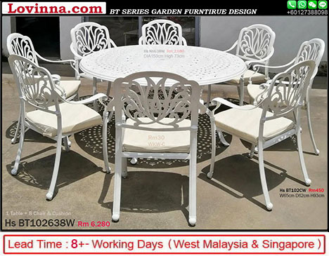 white iron table and chairs