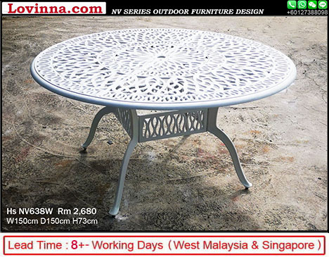 white iron table and 6 chairs