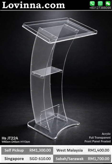 Clear acrylic rostrum lectern for church podium use