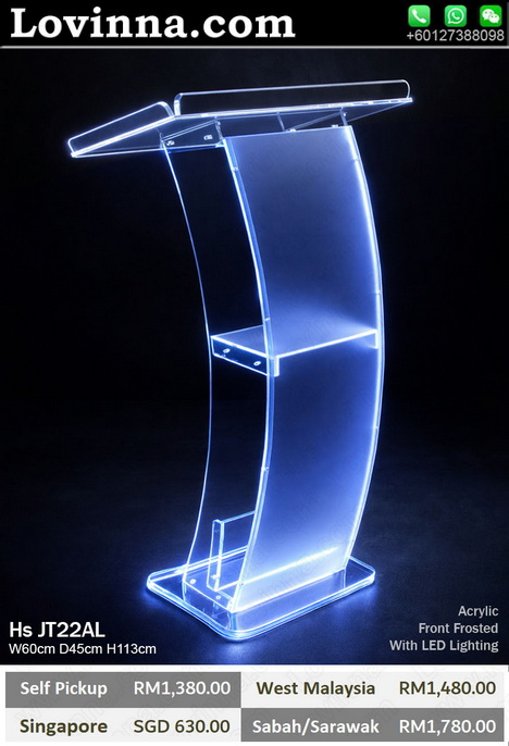 Acrylic rostrum podium side view transparent lectern