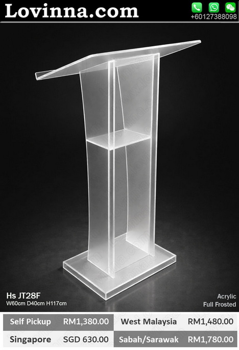 Acrylic rostrum podium with clean edges and clear panels