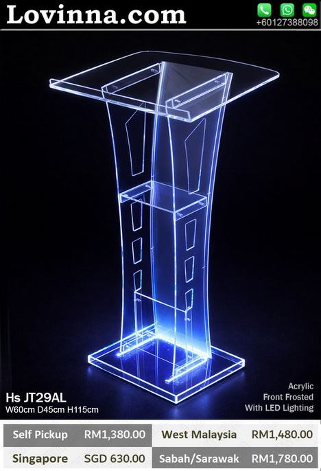 Acrylic rostrum lectern with wide base stability