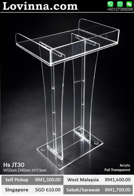 Acrylic rostrum podium with angled reading top