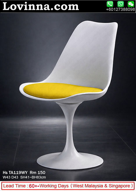 sculptural modern chair with curved seat and pedestal base